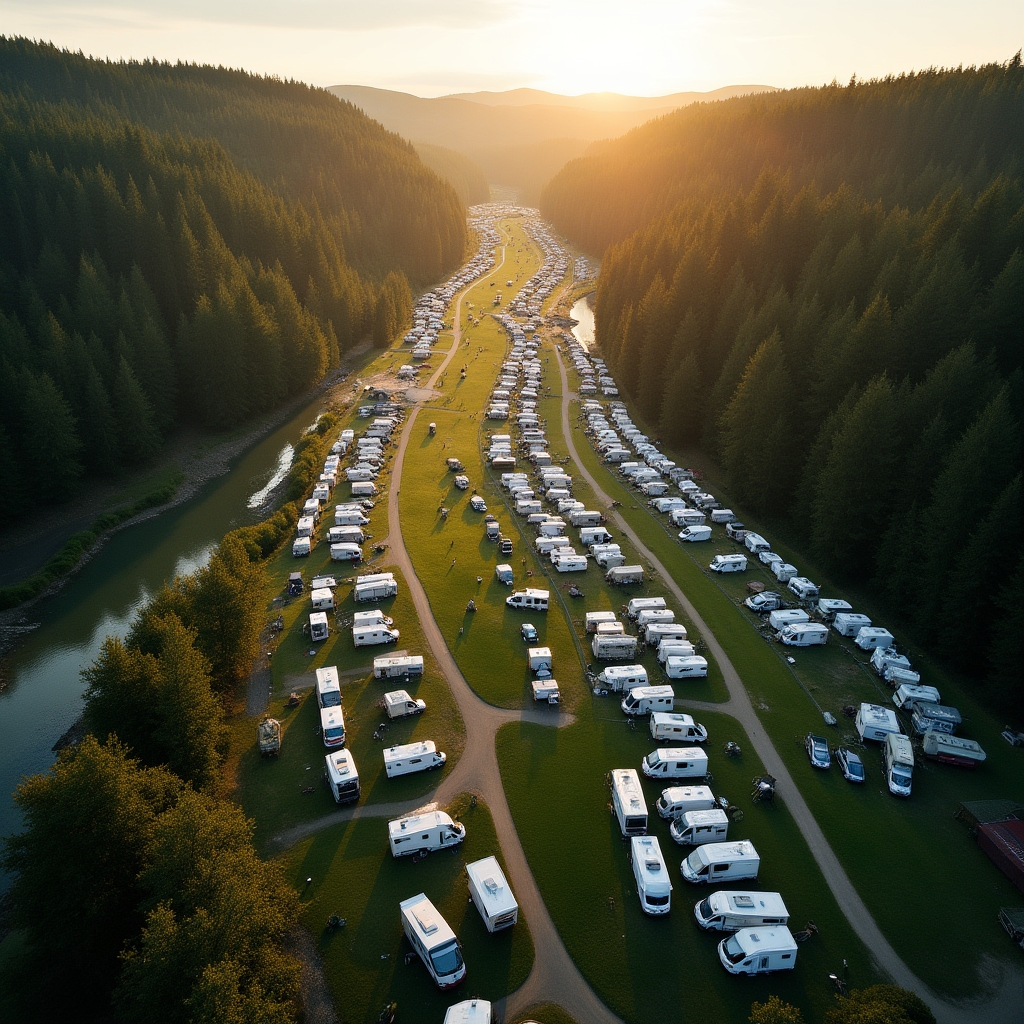 Campingplatz von oben betrachtet